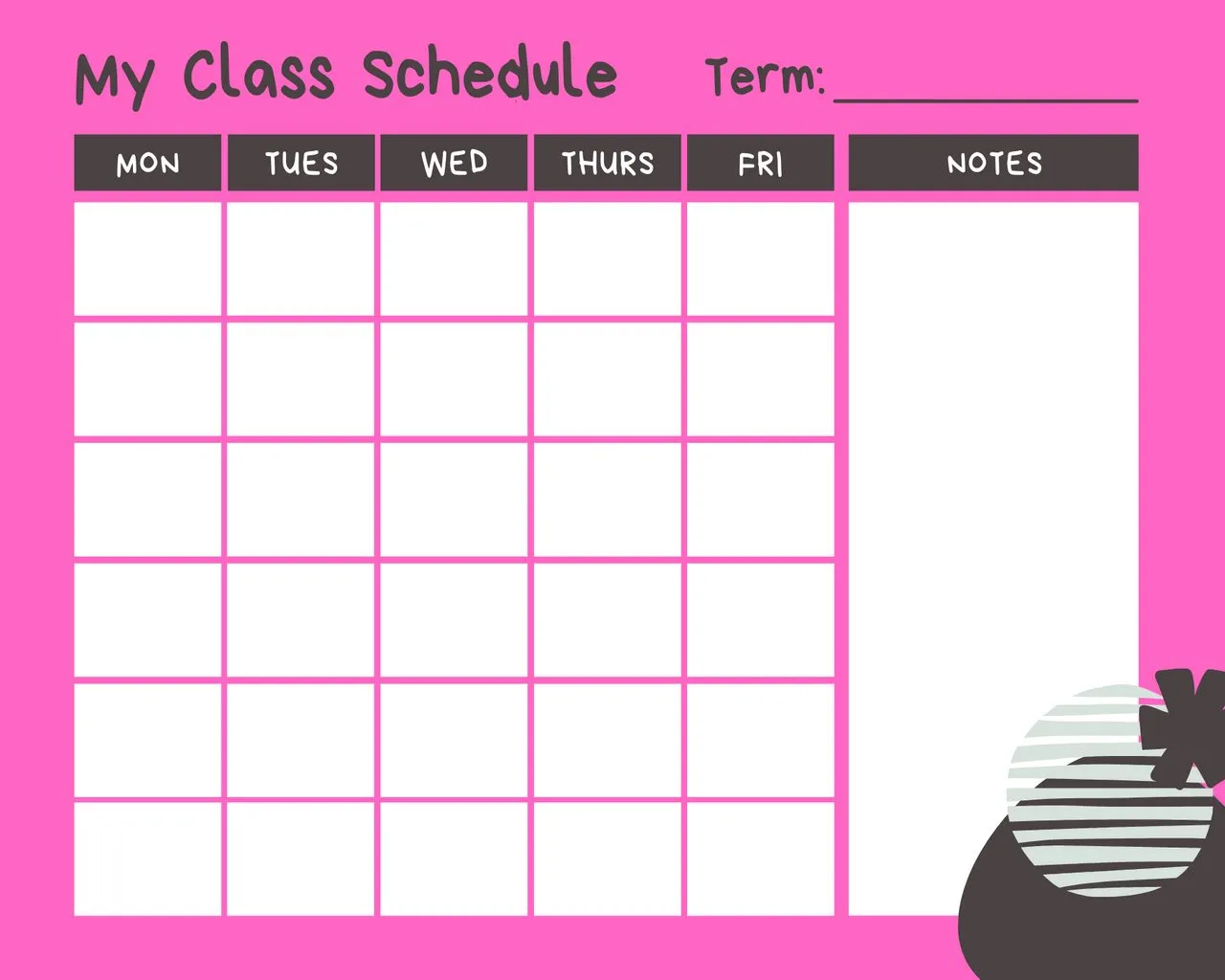 Class Schedule Template Printable 08