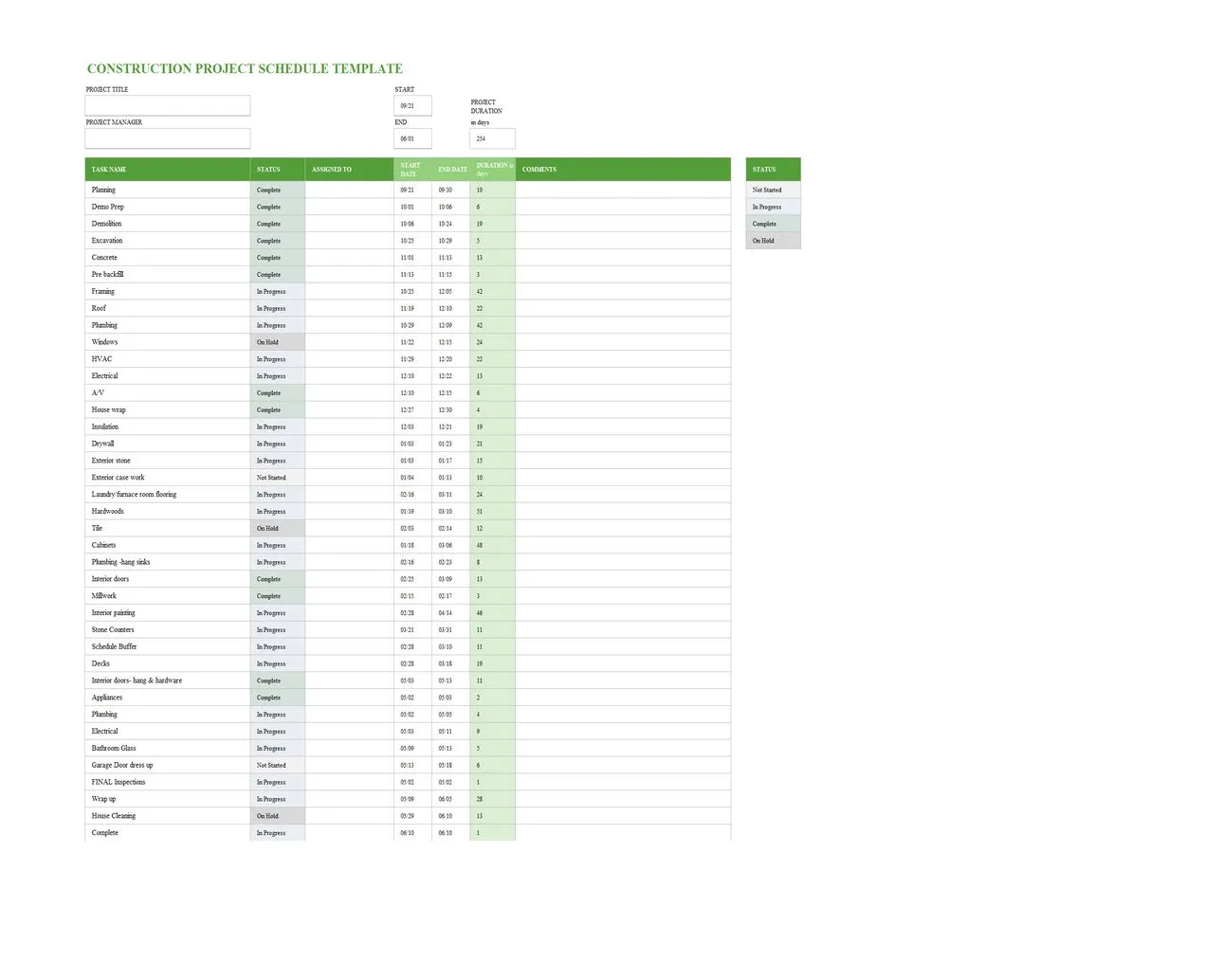 Construction Project Schedule Template Excel 01