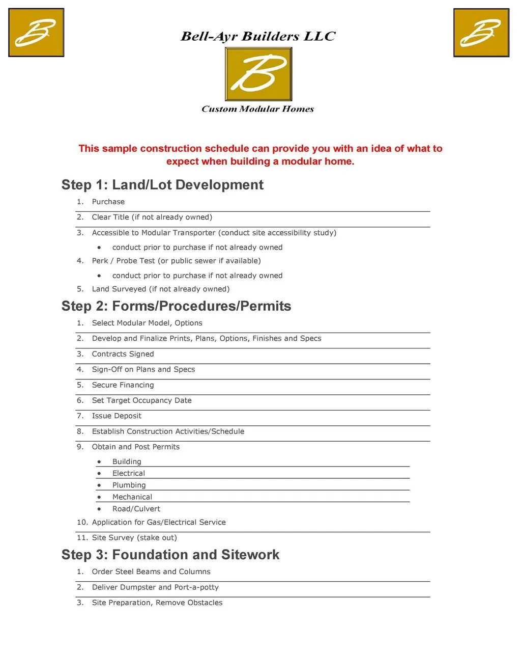 Construction Schedule Template 02