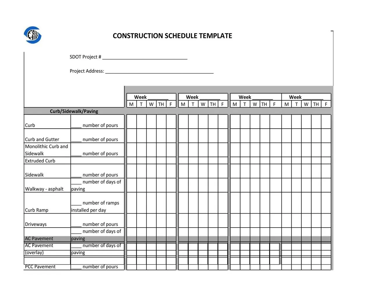 Construction Schedule Template 06