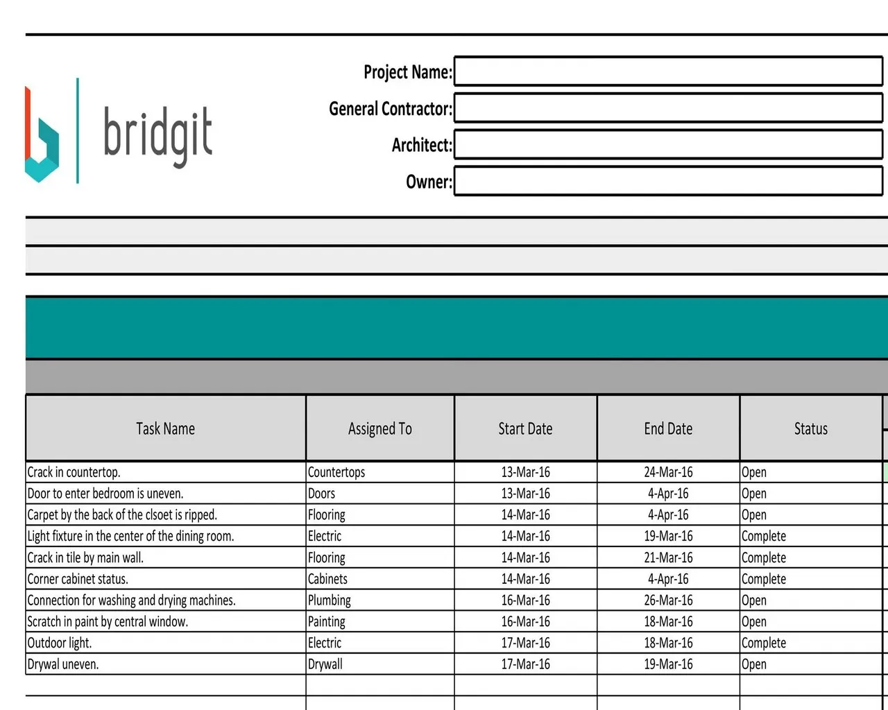 Construction Schedule Template 10