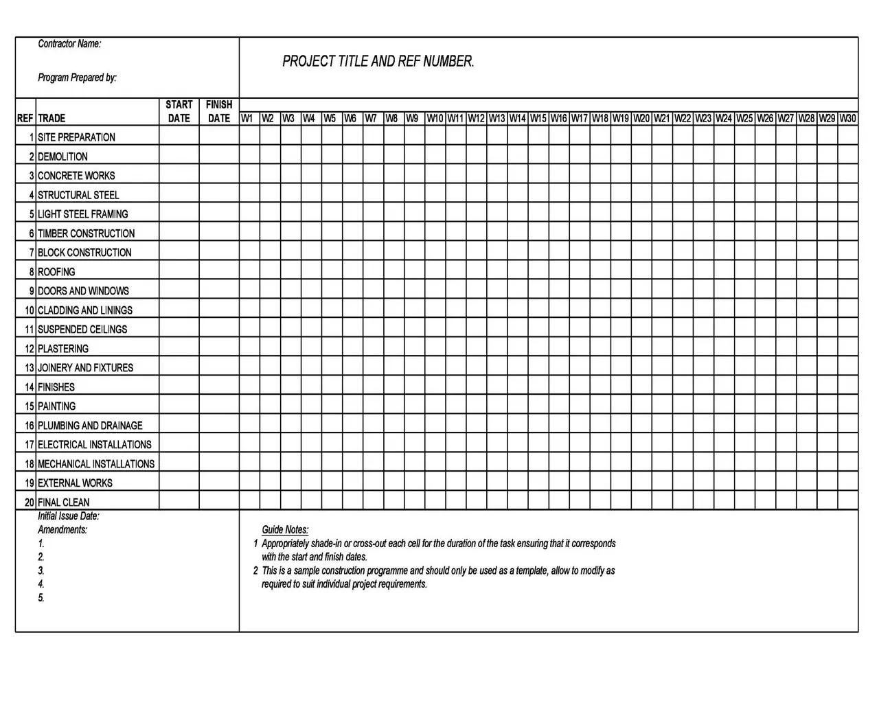 Construction Schedule Template 12