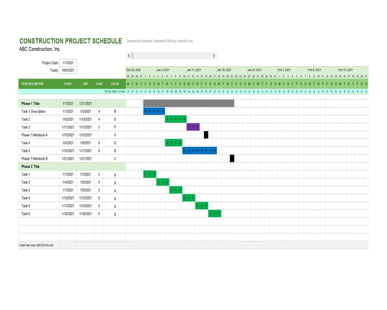 Daily Construction Project Schedule Template Excel 03