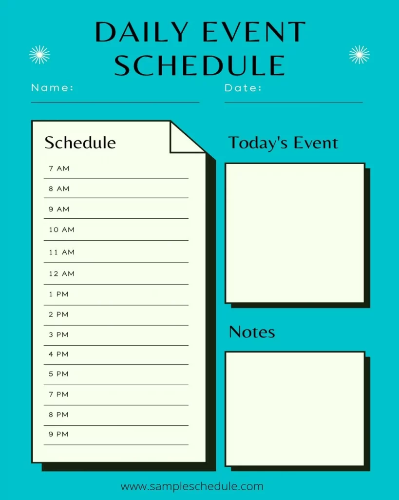 Daily Event Schedule Template 03
