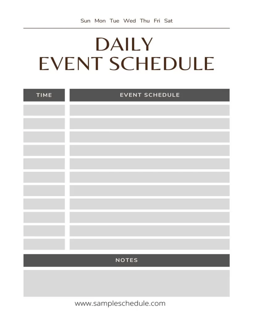 Daily Event Schedule Template 05