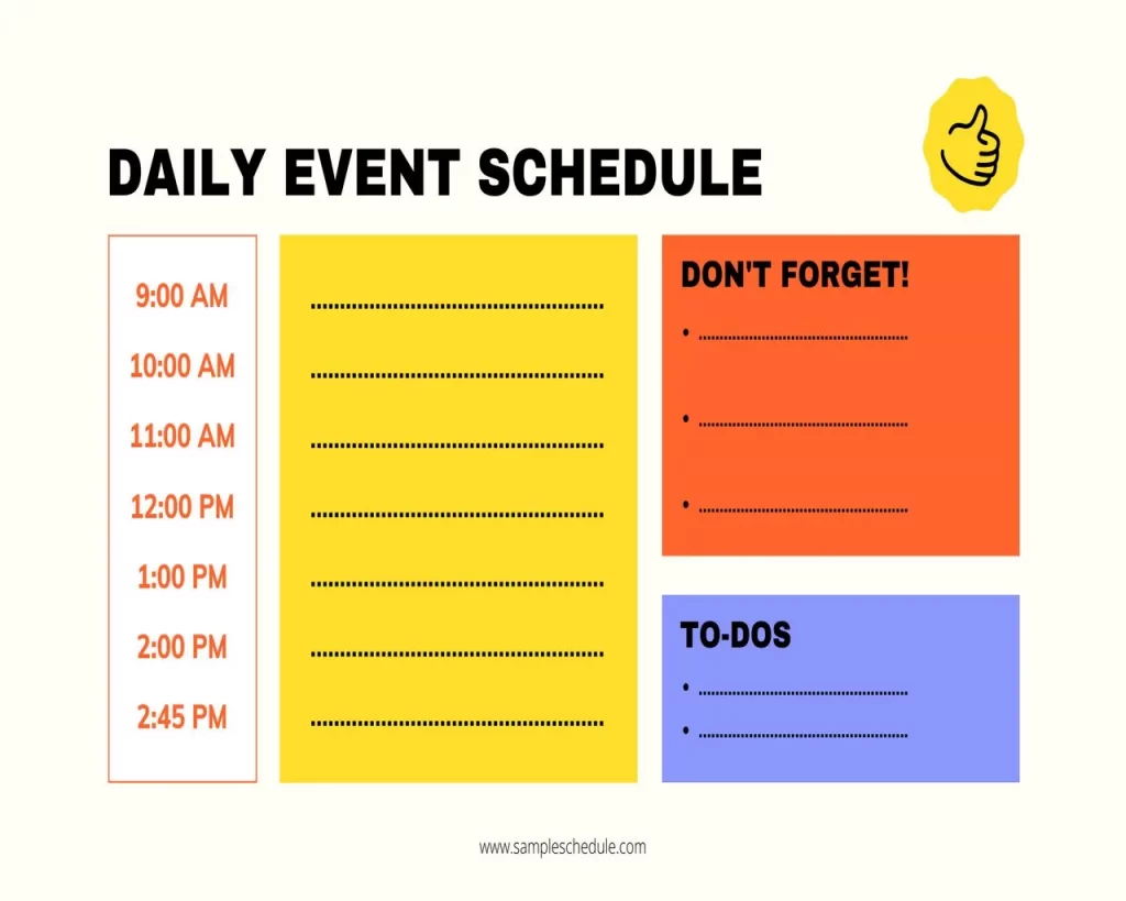 Daily Event Schedule Template 10.