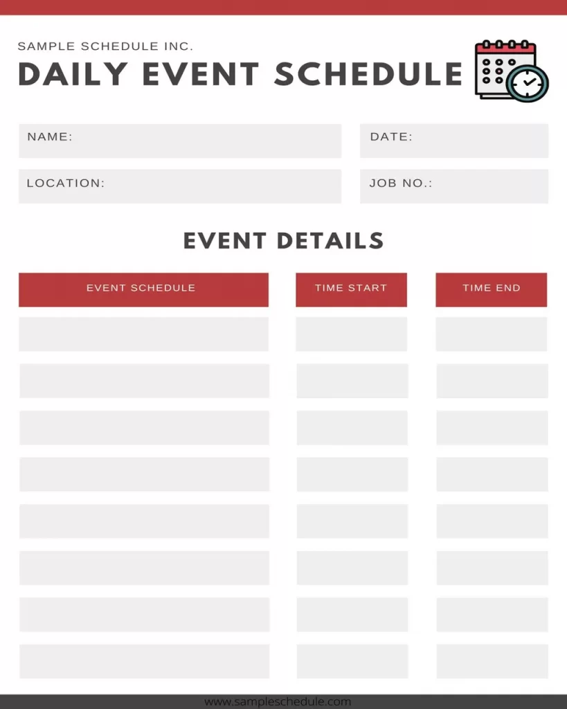 Daily Event Schedule Template 13