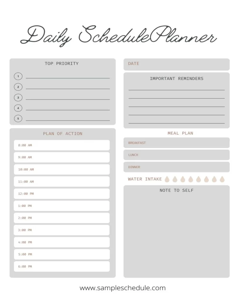Daily Schedule Planner Template 07