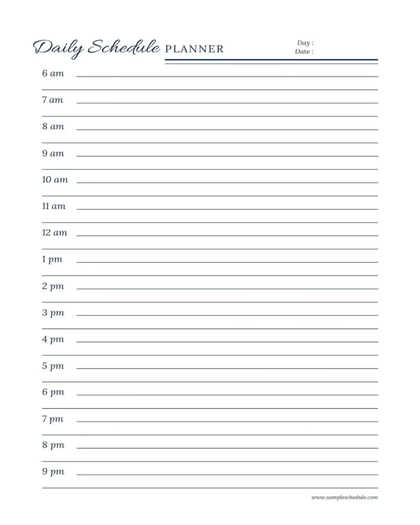 Daily Schedule Planner Template 10