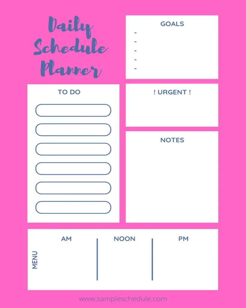 Daily Schedule Planner Template 18