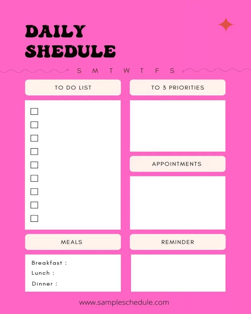 Daily Schedule Template Word 04