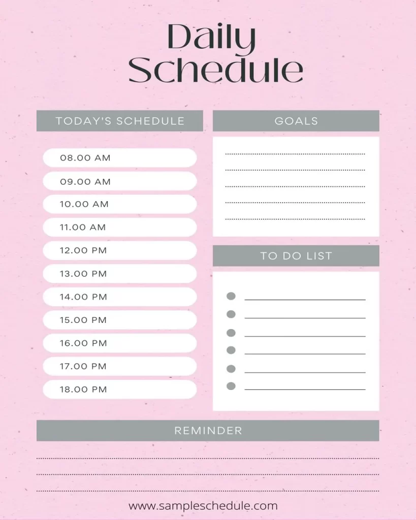 Daily Schedule Template Word 05