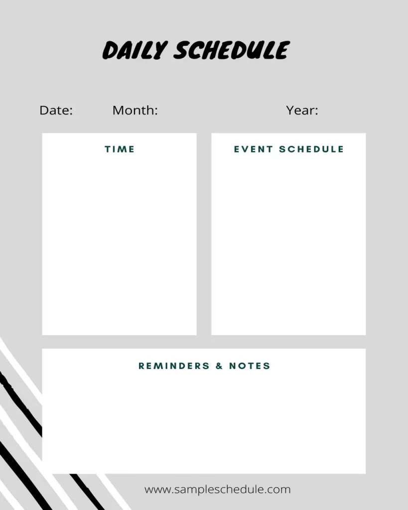 Daily Schedule Template Word 06