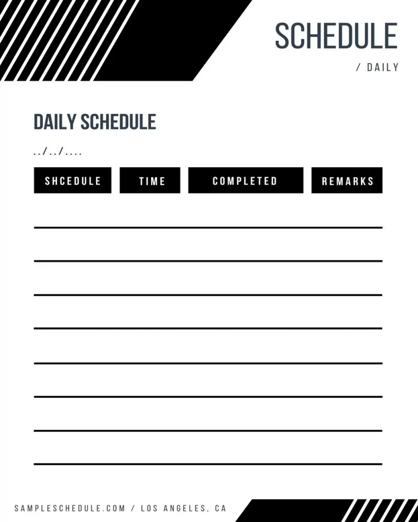 Daily Schedule Template Word 08