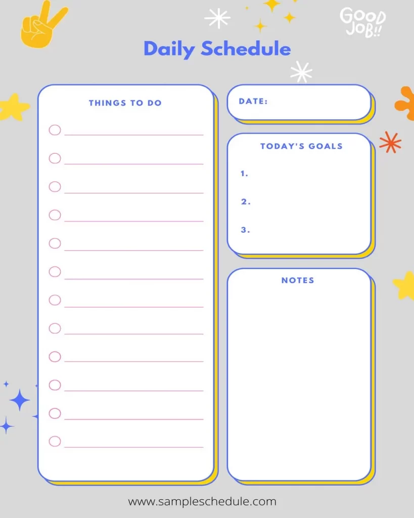 Daily Schedule Template Word 10