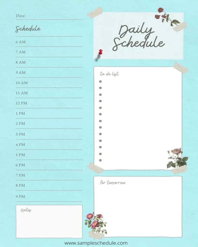 Daily Schedule Template Word 11