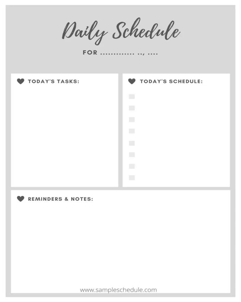 Daily Schedule Template Word 14