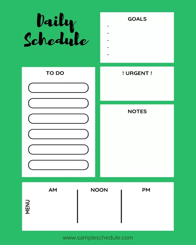 Daily Schedule Template Word 17