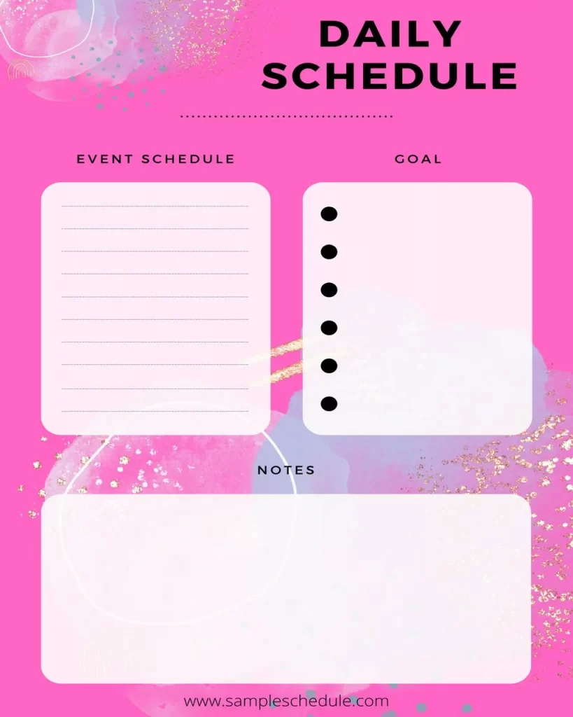 Daily Schedule Template Word 20