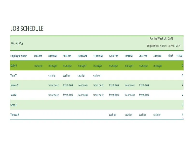 Excel Job Schedule Template