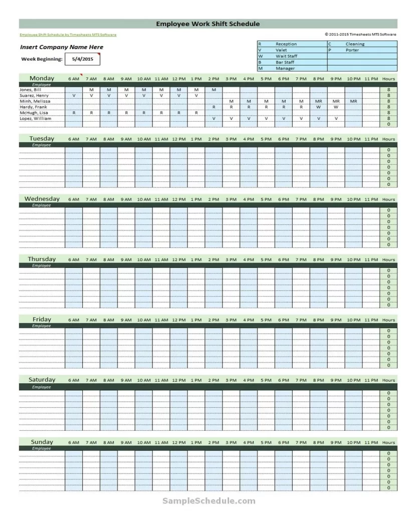 Excel Work Schedule Template Monthly 04