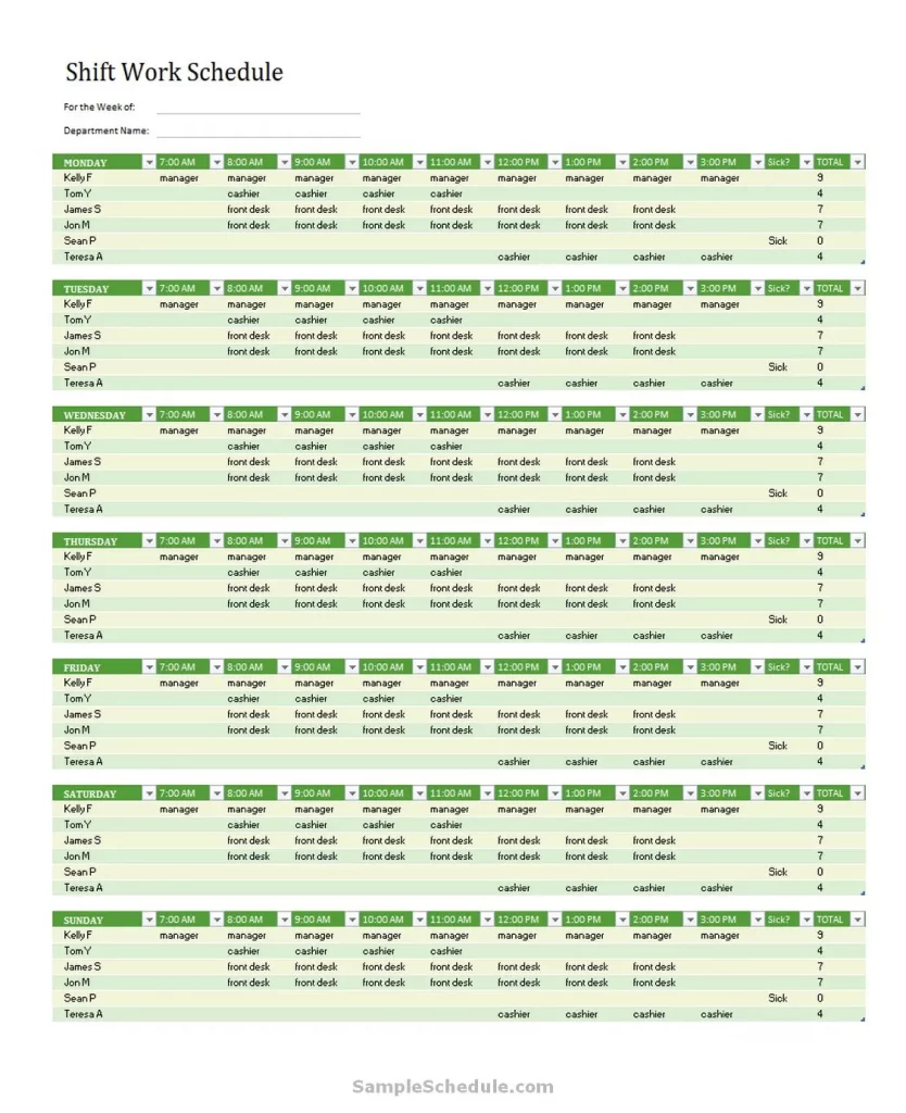 Excel Work Schedule Template Monthly 06