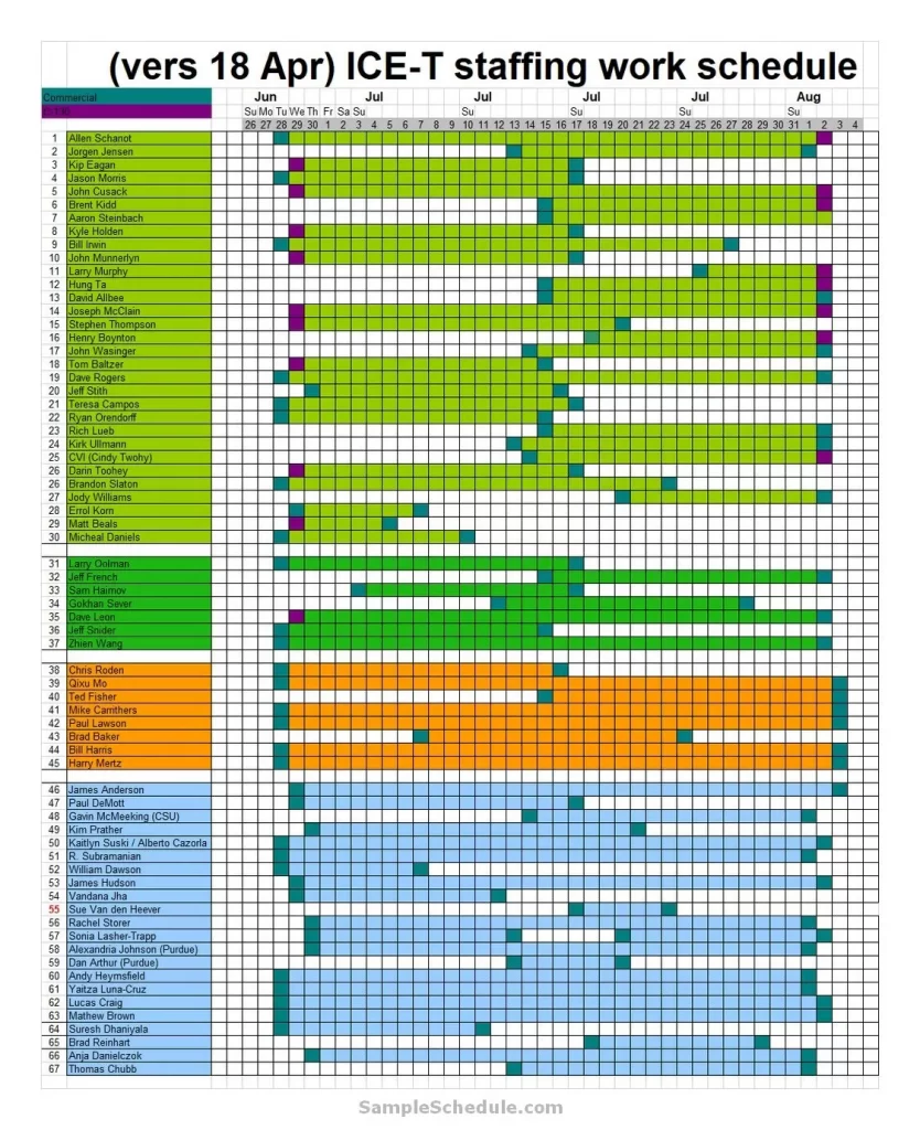 Excel Work Schedule Template Monthly 07