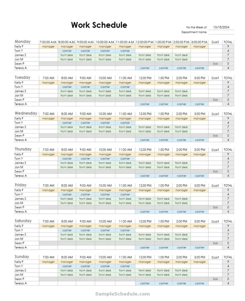 Excel Work Schedule Template Monthly 08