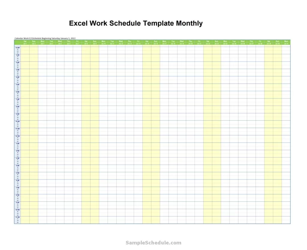 Excel Work Schedule Template Monthly 10
