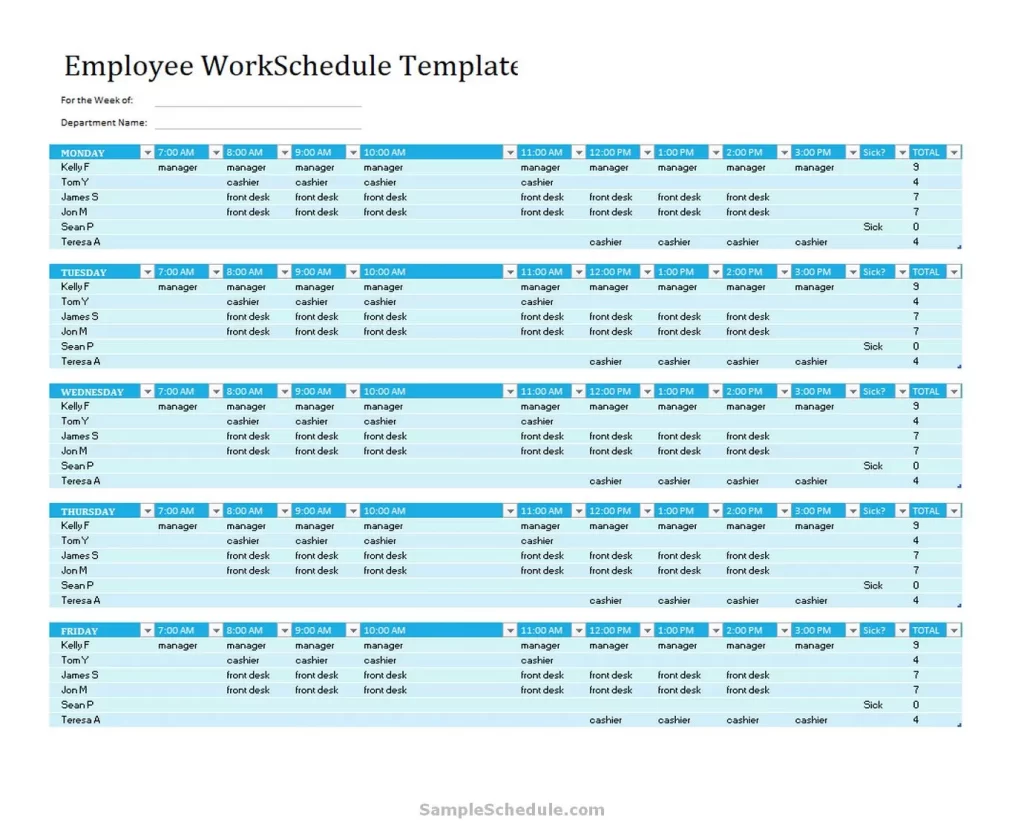 Excel Work Schedule Template Monthly 11