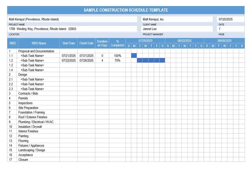 Free Construction Schedule Template Word