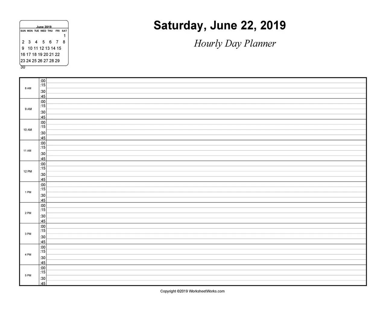 Hourly Schedule Template 01