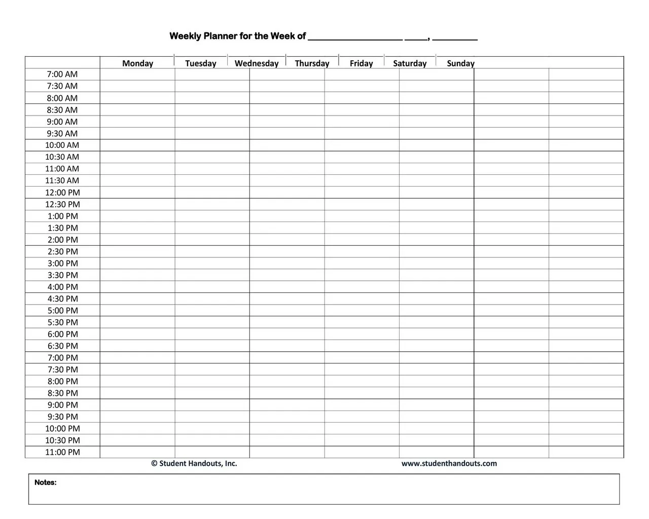 Hourly Schedule Template 02