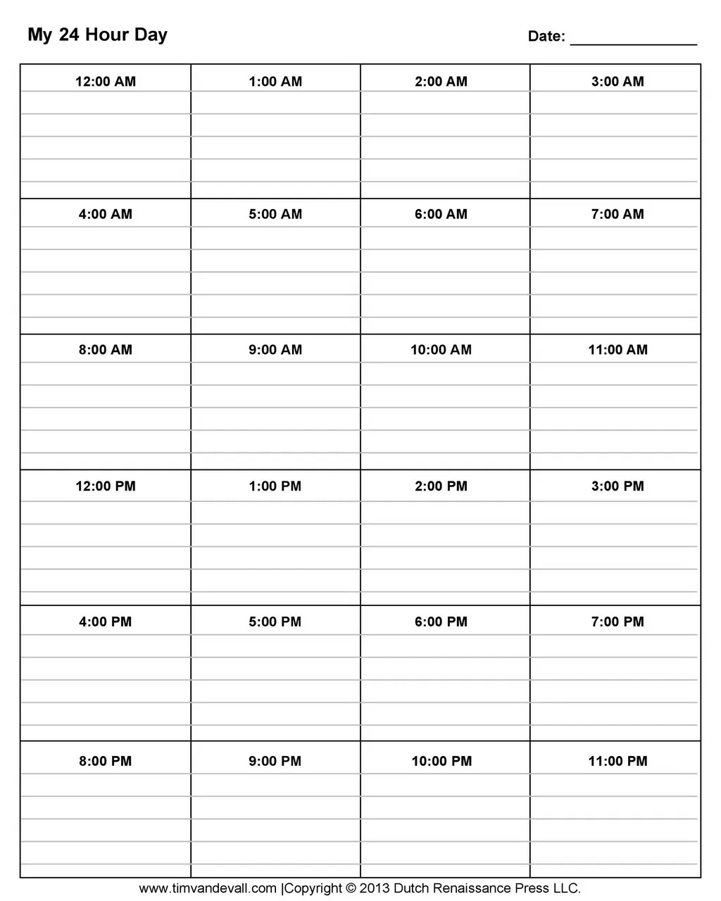 Hourly Schedule Template 06