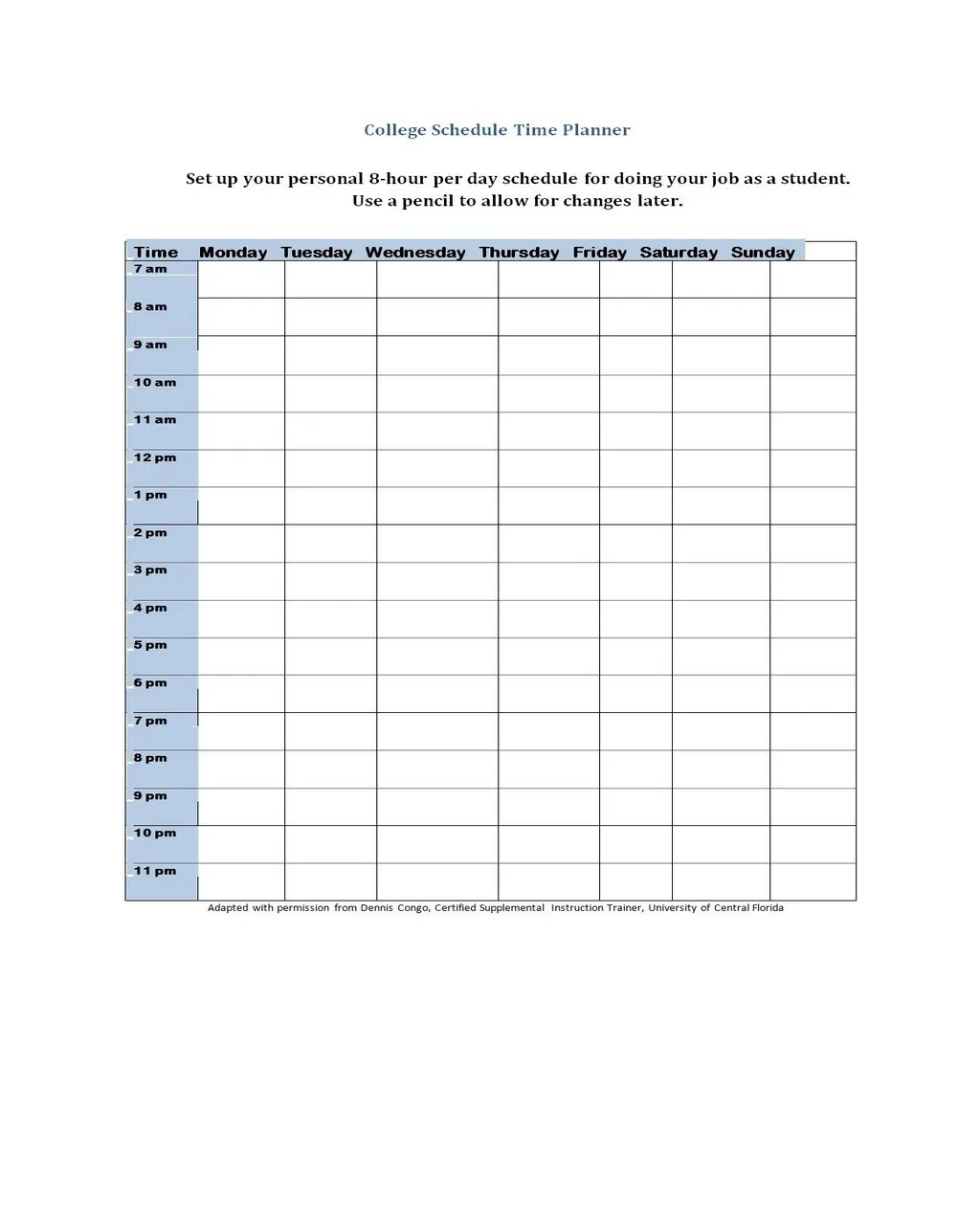 Hourly Schedule Template 09