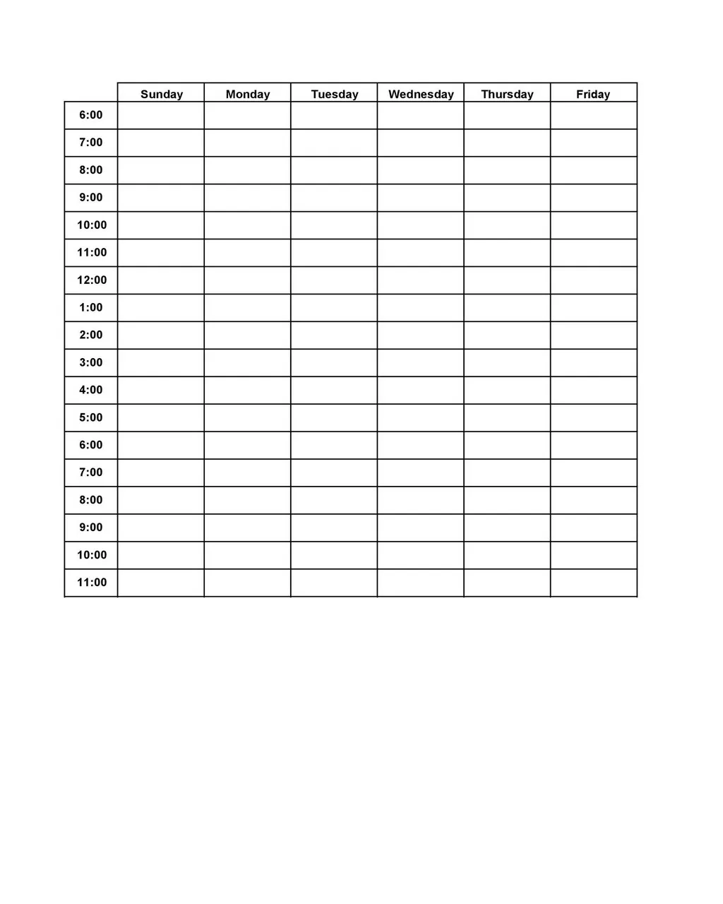 Hourly Schedule Template 10