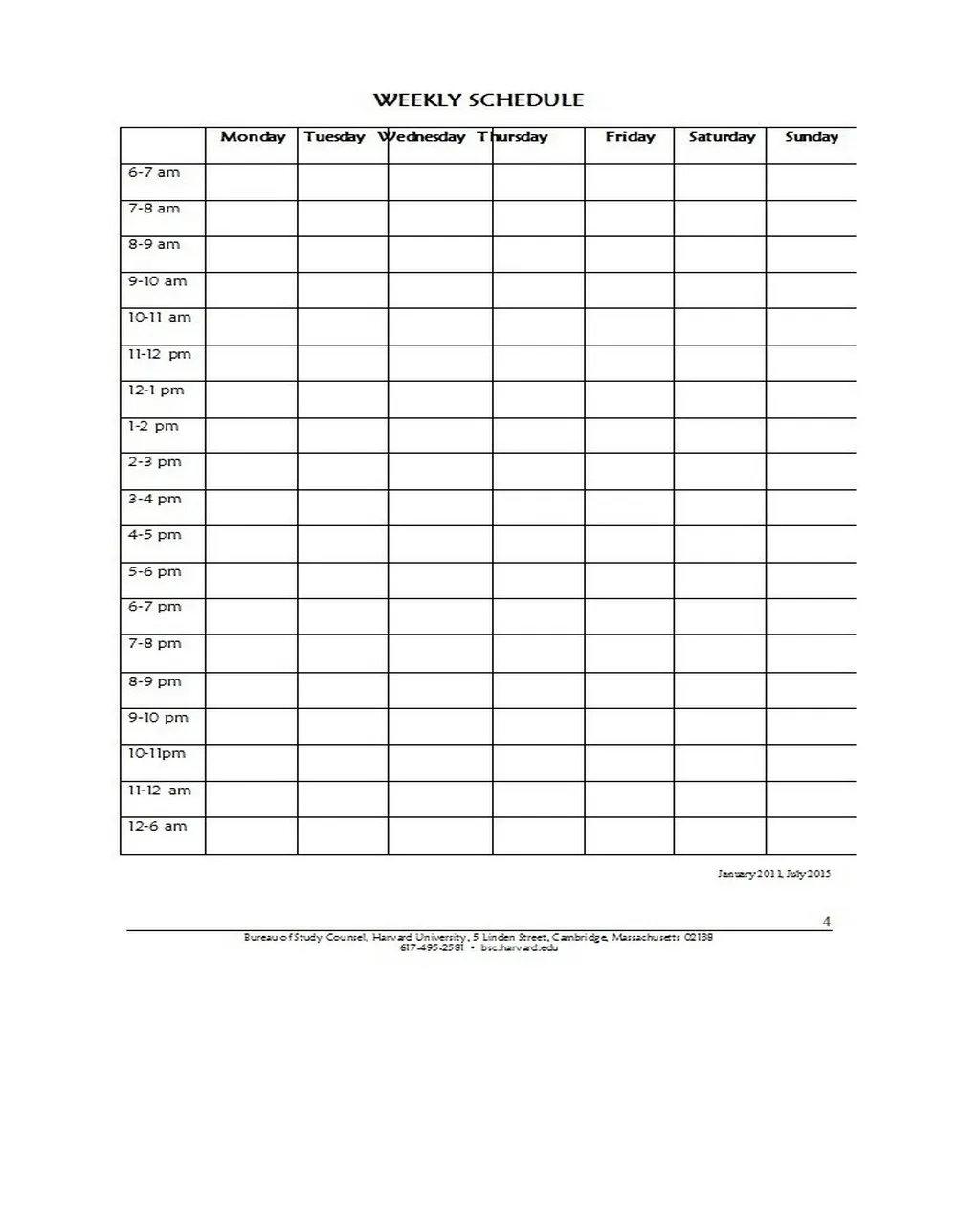 Hourly Schedule Template 12