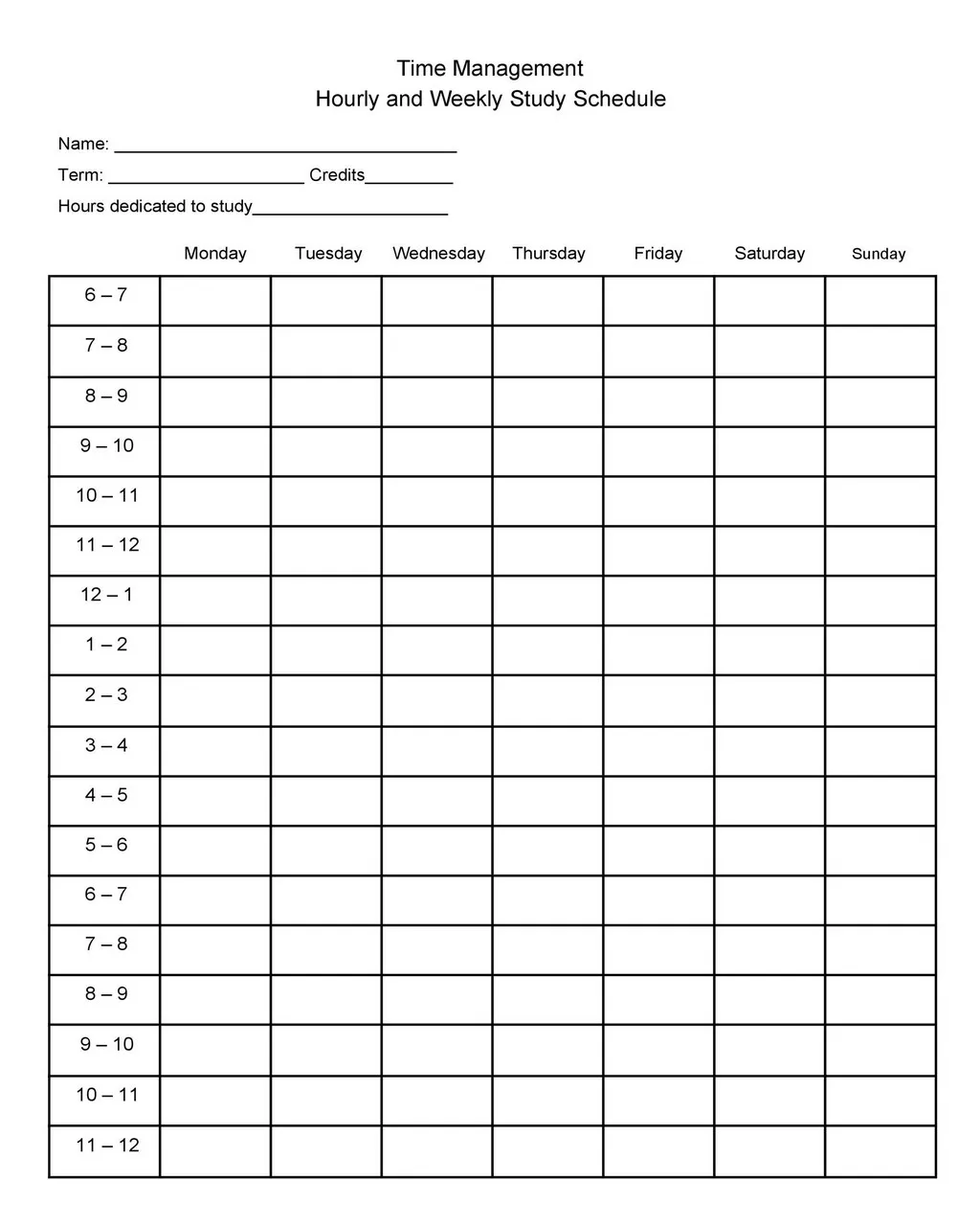 Hourly Schedule Template 13