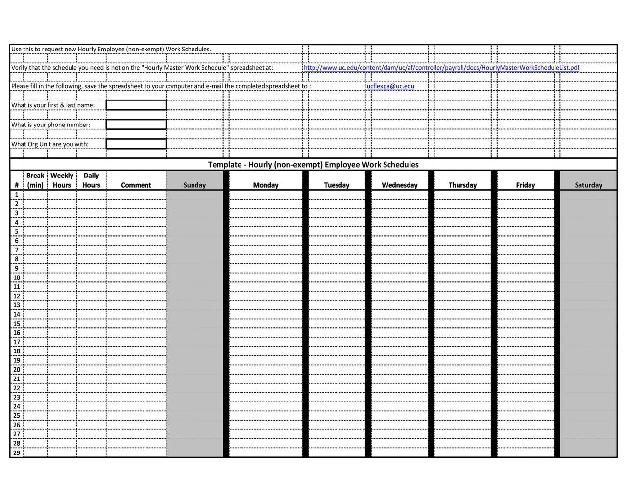 Hourly Schedule Template 20