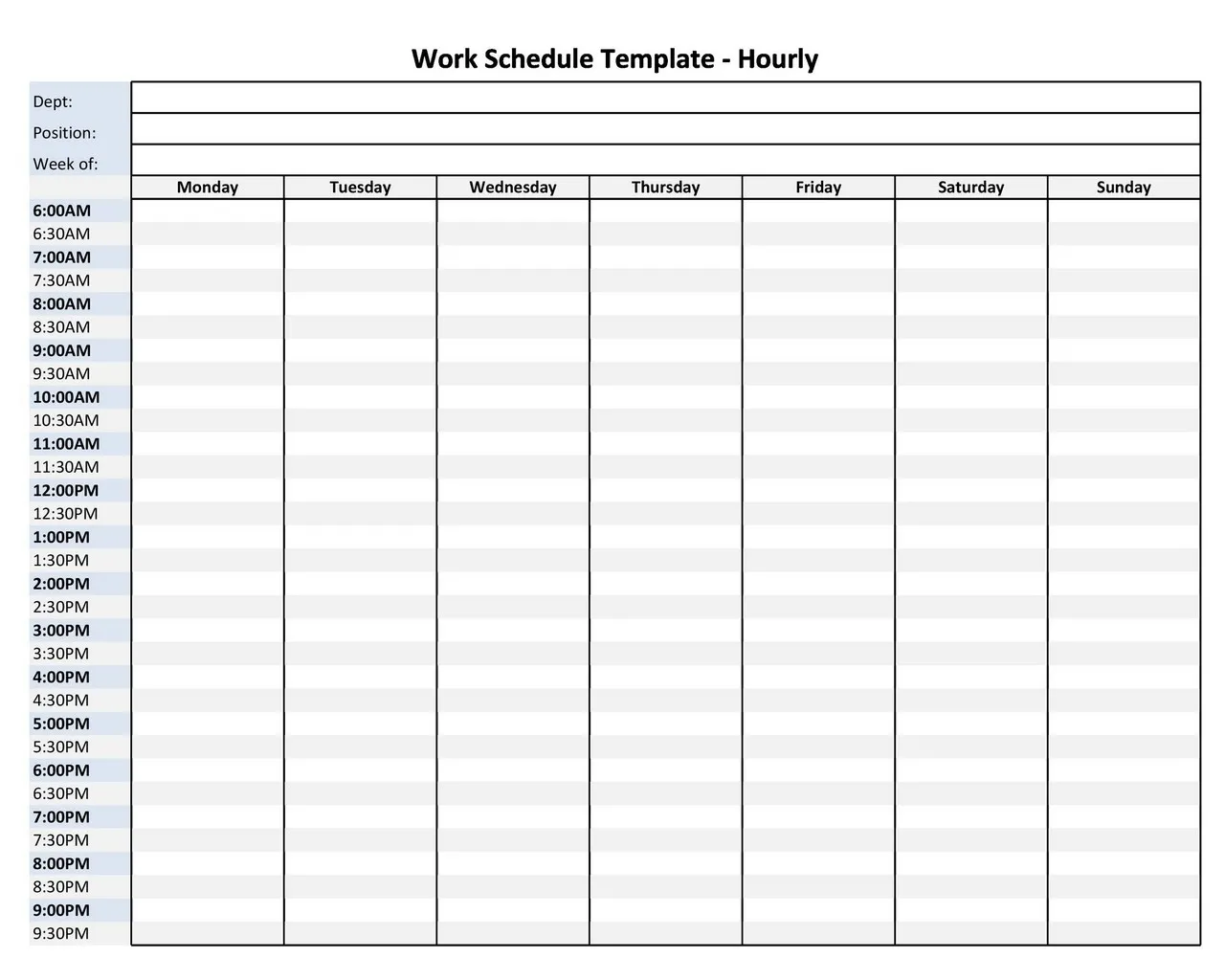 Hourly Schedule Template 23