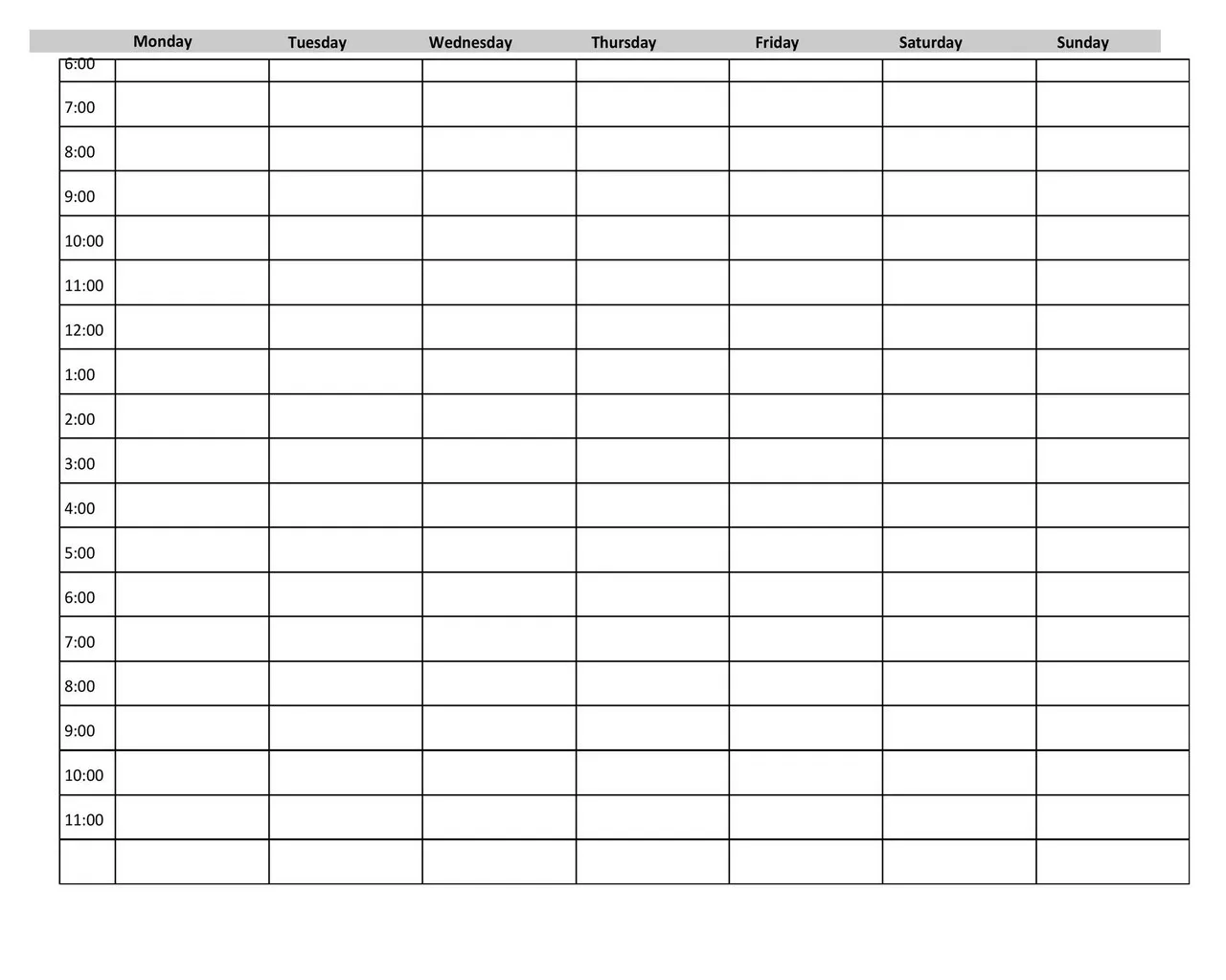 Hourly Schedule Template 25