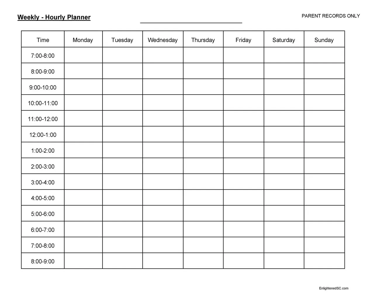 Hourly Schedule Template 26