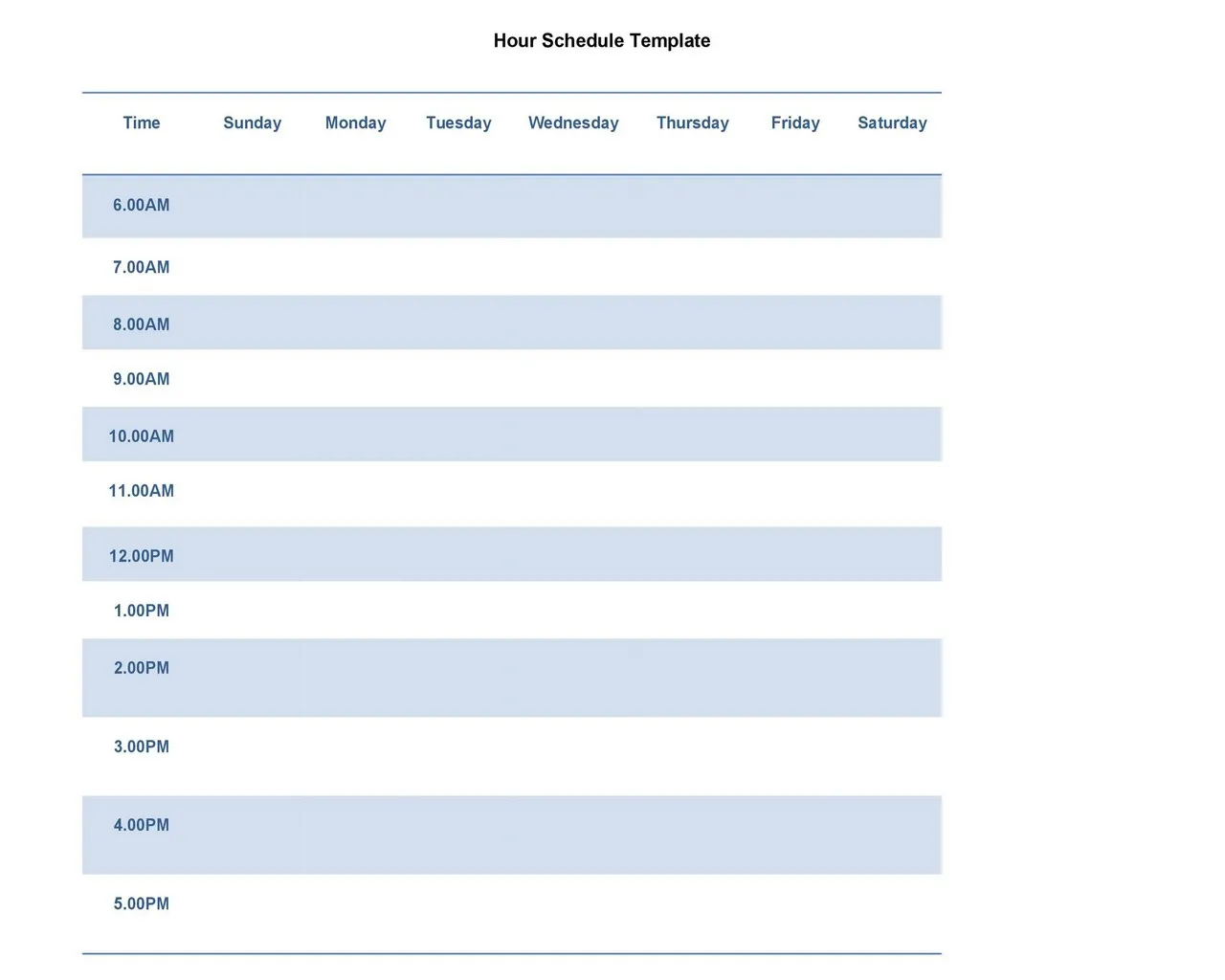 Hourly Schedule Template 27