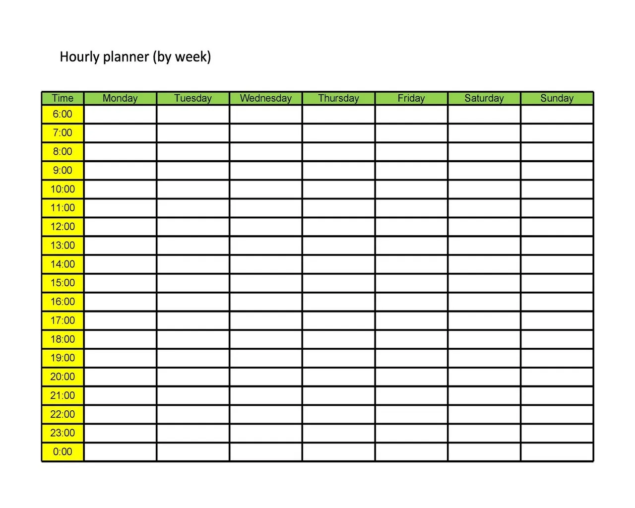 Hourly Schedule Template 28