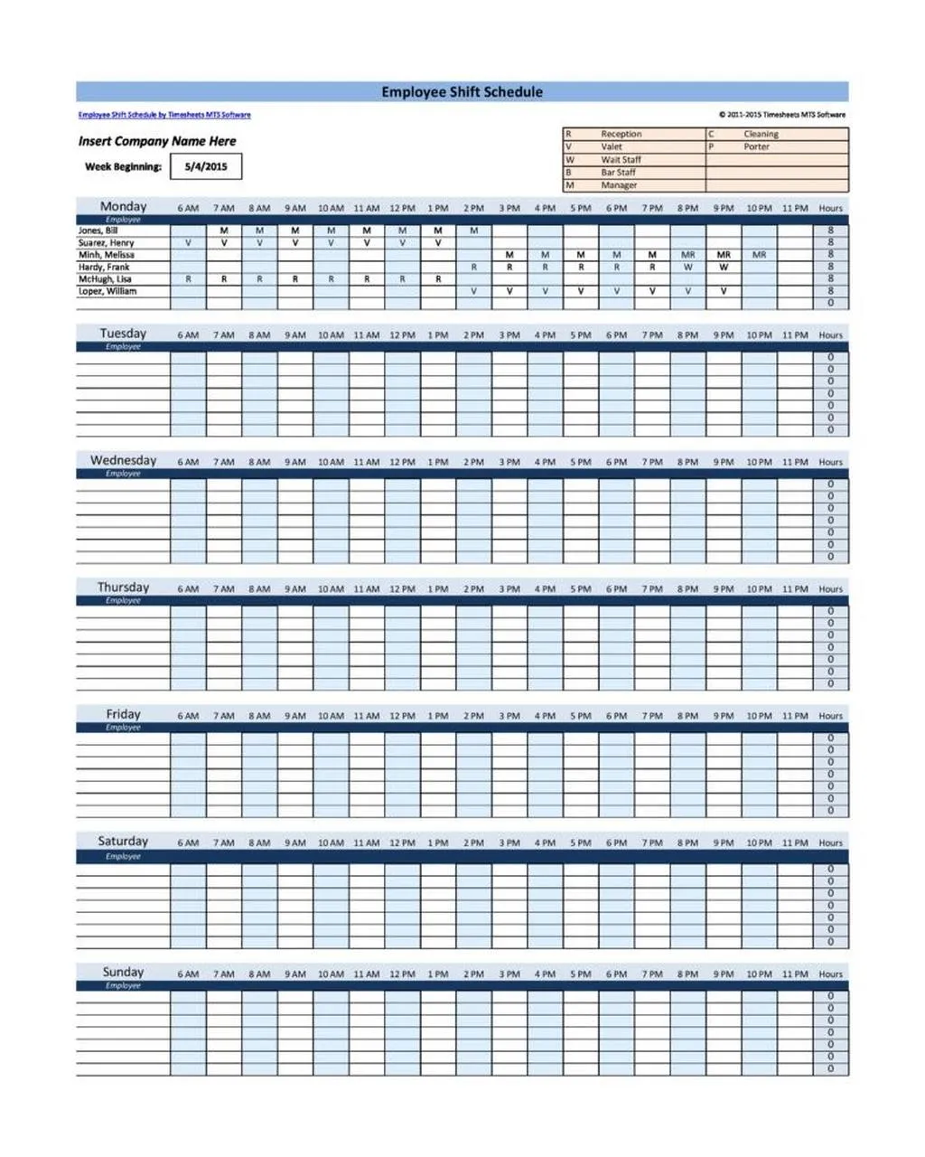 Hourly Schedule Template 45