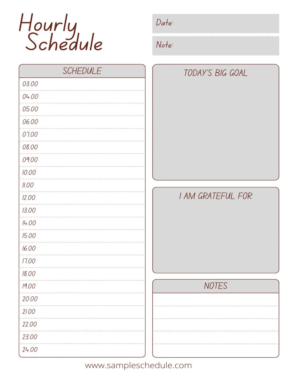 Hourly Schedule Template 49