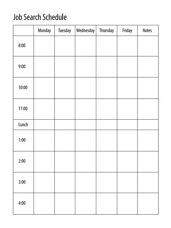 Job Search Schedule Template