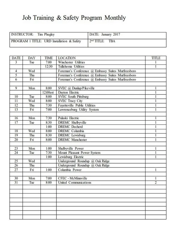 Monthly Job Schedule Template