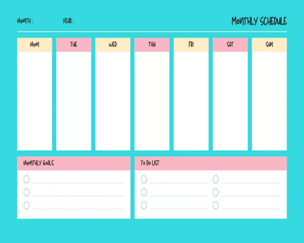 Monthly Schedule Template 01