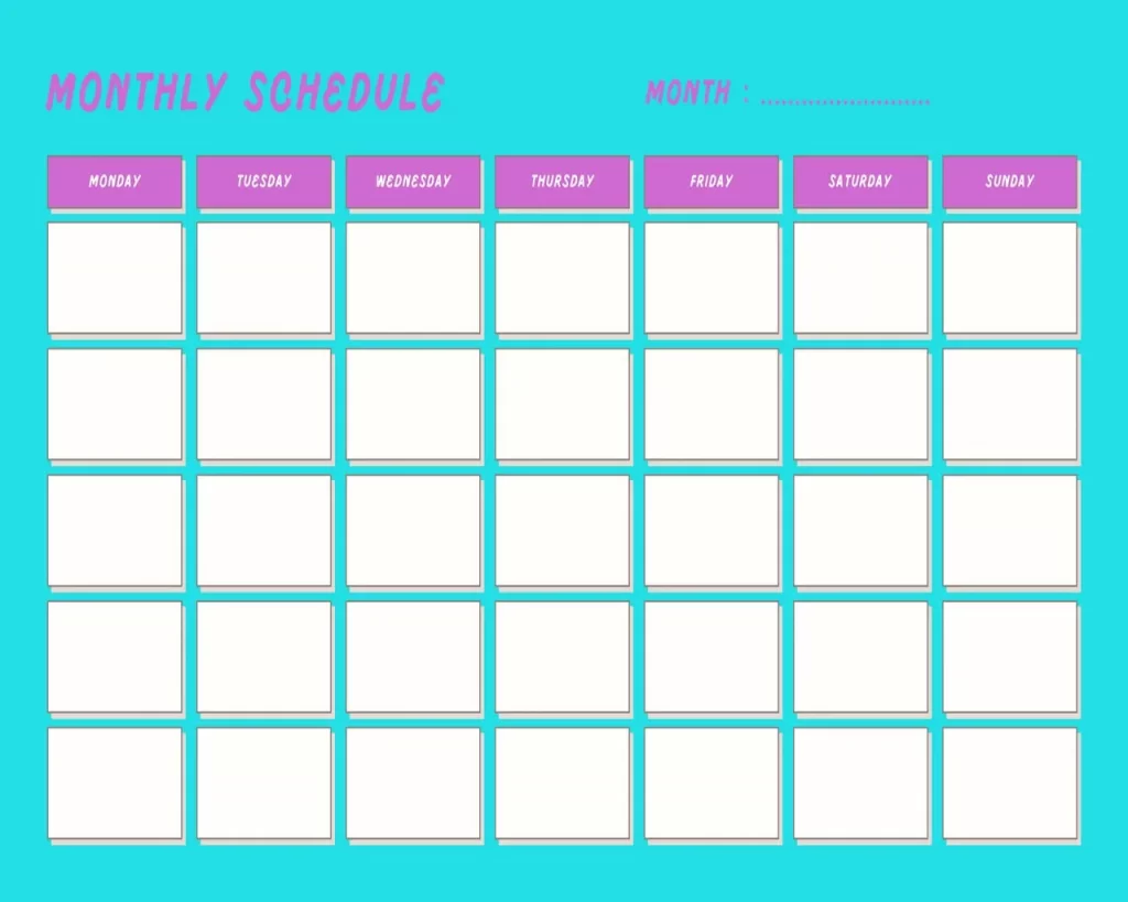 Monthly Schedule Template 02